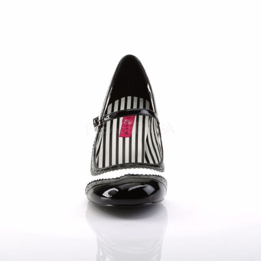 Product image of Pleaser Pink Label Jenna-06 White-Black Patent, 3 inch (7.6 cm) Heel Court Pump Shoes