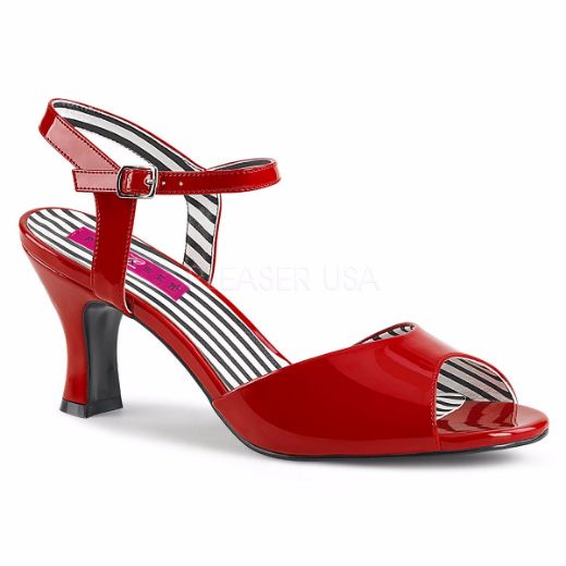 Product image of Pleaser Pink Label Jenna-09 Red Patent, 3 inch (7.6 cm) Heel Sandal Shoes