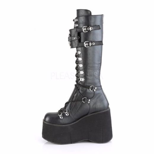 Product image of Demonia Kera-200 Black Vegan Leather, 4 1/2 inch Platform Knee High Boot