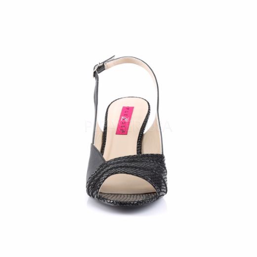 Product image of Pleaser Pink Label Kimberly-01Sp Black Faux Leather, 3 inch (7.6 cm) Wedge Sandal Shoes