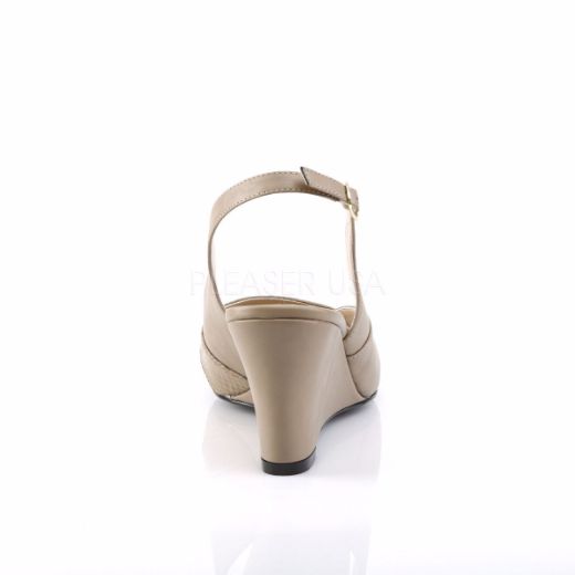 Product image of Pleaser Pink Label Kimberly-01Sp Taupe Faux Leather, 3 inch (7.6 cm) Wedge Sandal Shoes