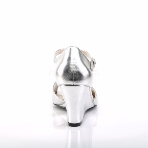 Product image of Pleaser Pink Label Kimberly-05 Silver Met. Pu, 3 inch (7.6 cm) Wedge Sandal Shoes