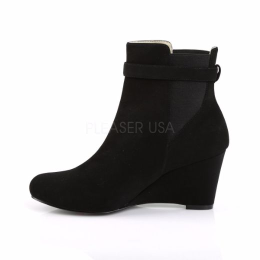 Product image of Pleaser Pink Label Kimberly-102 Black Nubuck Suede, 3 inch (7.6 cm) Heel Ankle Boot