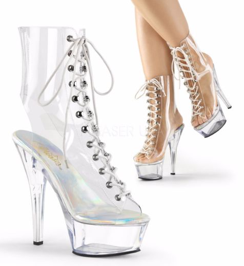 Product image of Pleaser Kiss-1016C Clear/Clear, 6 inch (15.2 cm) Heel, 1 3/4 inch (4.4 cm) Platform Ankle Boot