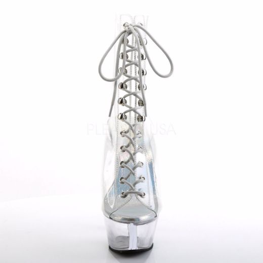 Product image of Pleaser Kiss-1016C Clear/Clear, 6 inch (15.2 cm) Heel, 1 3/4 inch (4.4 cm) Platform Ankle Boot