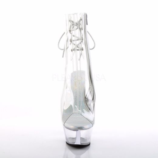 Product image of Pleaser Kiss-1018C Clear/Clear, 6 inch (15.2 cm) Heel, 1 3/4 inch (4.4 cm) Platform Ankle Boot