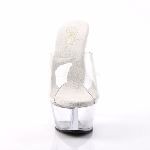 Product image of Pleaser Kiss-201 Clear/Clear, 6 inch (15.2 cm) Heel, 1 3/4 inch (4.4 cm) Platform Slide Mule Shoes