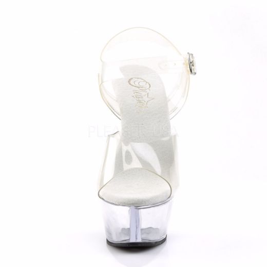 Product image of Pleaser Kiss-208 Clear/Clear, 6 inch (15.2 cm) Heel, 1 3/4 inch (4.4 cm) Platform Sandal Shoes