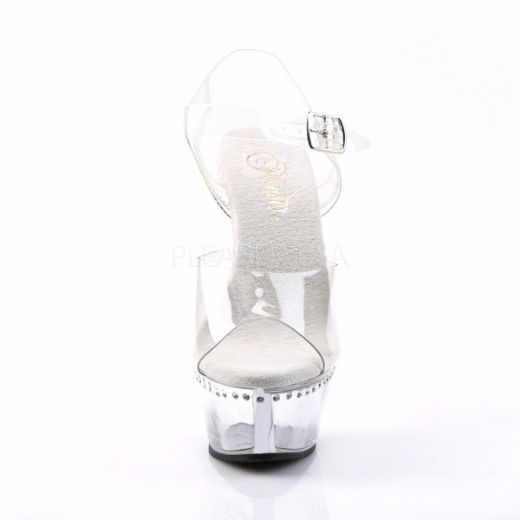Product image of Pleaser Kiss-208Ls Clear/Clear, 6 inch (15.2 cm) Heel, 1 3/4 inch (4.4 cm) Platform Sandal Shoes