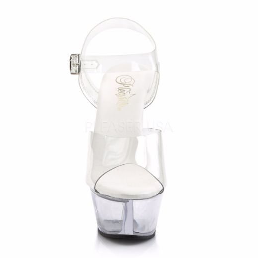 Product image of Pleaser Kiss-208Vl Clear/Clear, 6 inch (15.2 cm) Heel, 1 3/4 inch (4.4 cm) Platform Sandal Shoes
