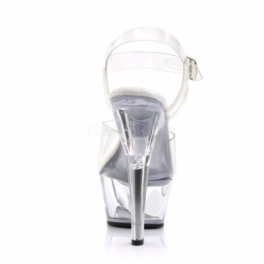 Product image of Pleaser Kiss-208Vl Clear/Clear, 6 inch (15.2 cm) Heel, 1 3/4 inch (4.4 cm) Platform Sandal Shoes