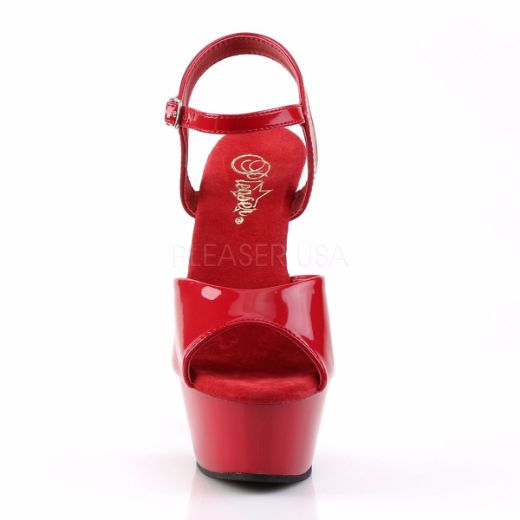 Product image of Pleaser Kiss-209 Red Patent/Red, 6 inch (15.2 cm) Heel, 1 3/4 inch (4.4 cm) Platform Sandal Shoes