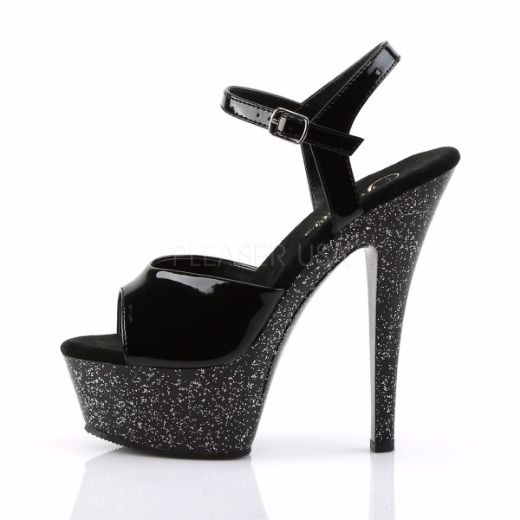 Product image of Pleaser Kiss-209Mg Black/Black, 6 inch (15.2 cm) Heel, 1 3/4 inch (4.4 cm) Platform Sandal Shoes