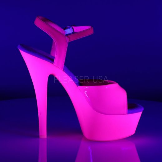 Product image of Pleaser Kiss-209Uv Neon Hot Pink/Hot Pink, 6 inch (15.2 cm) Heel, 1 3/4 inch (4.4 cm) Platform Sandal Shoes