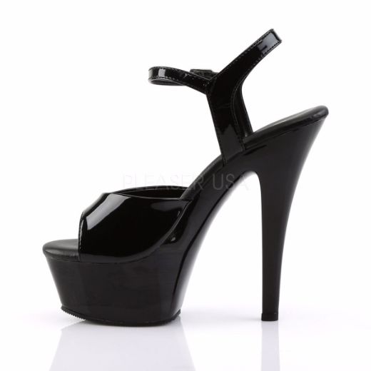 Product image of Pleaser Kiss-209Vl Black Patent/Black, 6 inch (15.2 cm) Heel, 1 3/4 inch (4.4 cm) Platform Sandal Shoes