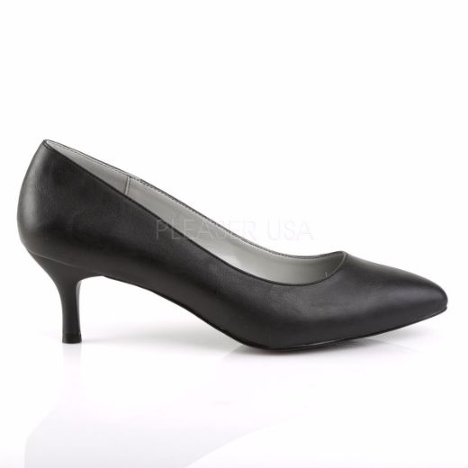 Product image of Pleaser Pink Label Kitten-01 Black Faux Leather, 2 1/2 inch (6.4 cm) Heel Court Pump Shoes
