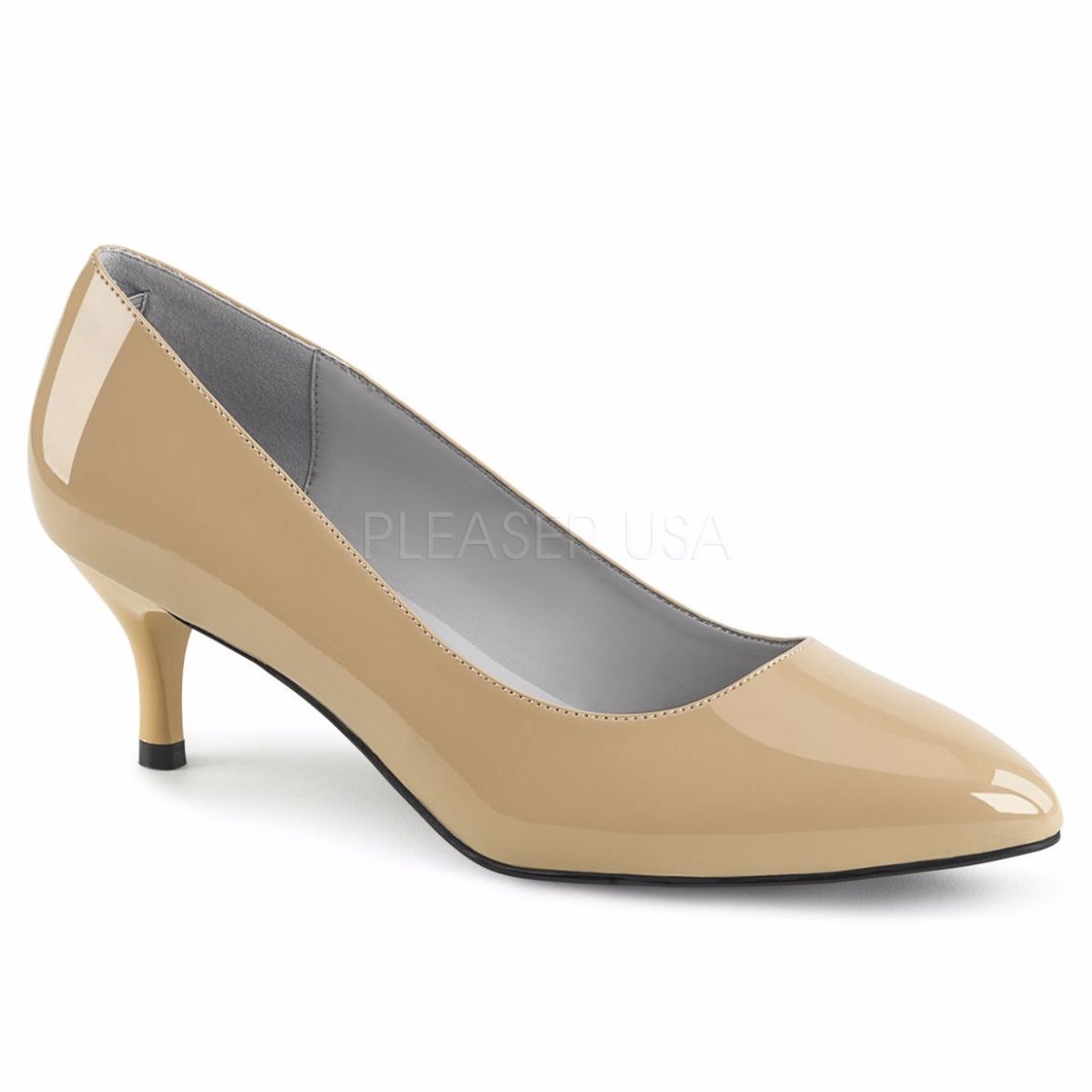 Product image of Pleaser Pink Label Kitten-01 Cream Patent, 2 1/2 inch (6.4 cm) Heel Court Pump Shoes