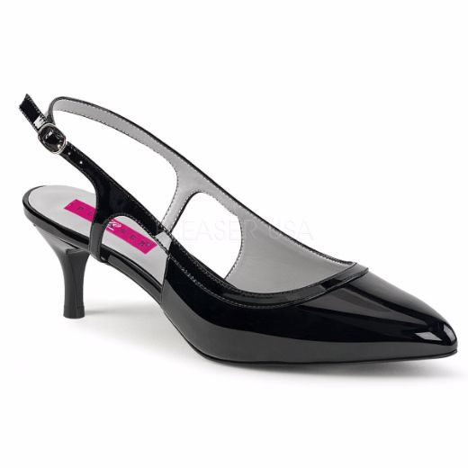 Product image of Pleaser Pink Label Kitten-02 Black Patent, 2 1/2 inch (6.4 cm) Heel Court Pump Shoes