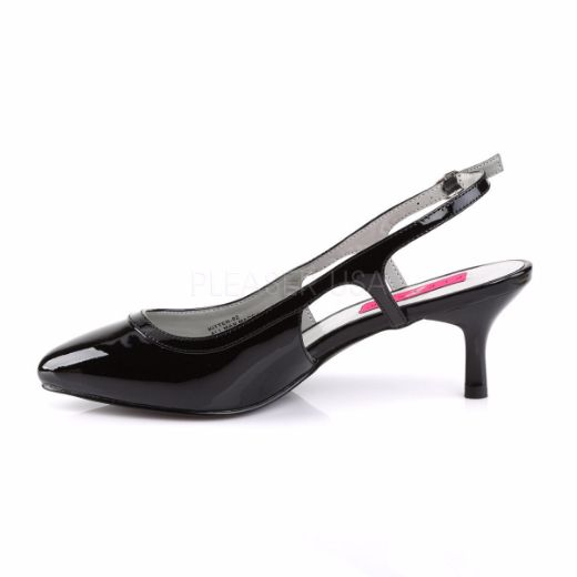 Product image of Pleaser Pink Label Kitten-02 Black Patent, 2 1/2 inch (6.4 cm) Heel Court Pump Shoes