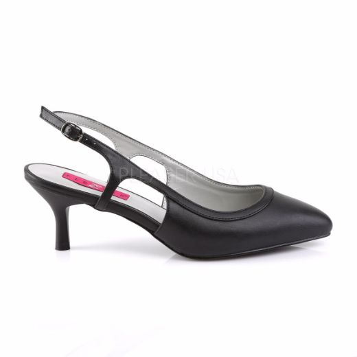 Product image of Pleaser Pink Label Kitten-02 Black Faux Leather, 2 1/2 inch (6.4 cm) Heel Court Pump Shoes