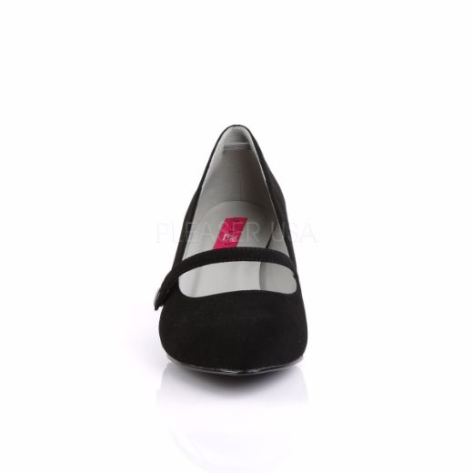 Product image of Pleaser Pink Label Kitten-03 Black Nubuck, 2 1/2 inch (6.4 cm) Heel Court Pump Shoes