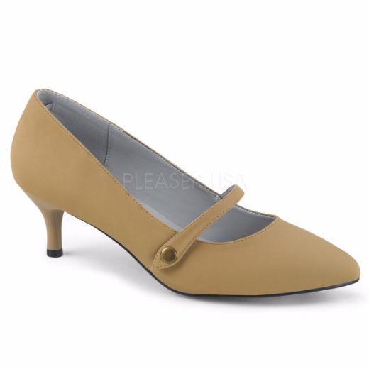 Product image of Pleaser Pink Label Kitten-03 Taupe Nubuck, 2 1/2 inch (6.4 cm) Heel Court Pump Shoes