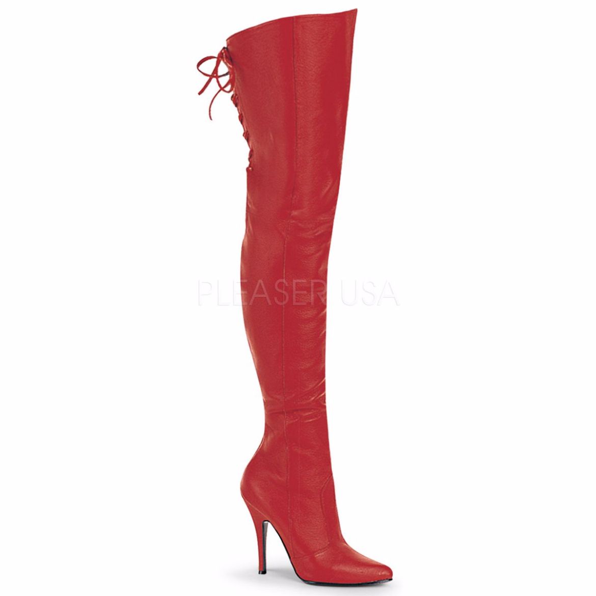 Product image of Pleaser Legend-8899 Red Leather (P), 5 inch (12.7 cm) Heel Thigh High Boot