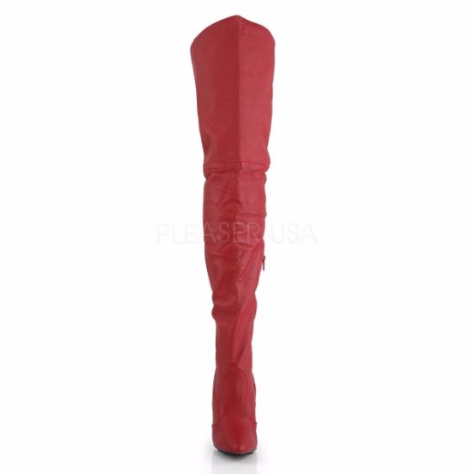 Product image of Pleaser Legend-8899 Red Leather (P), 5 inch (12.7 cm) Heel Thigh High Boot