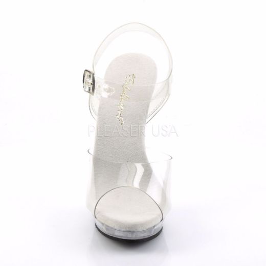 Product image of Fabulicious Lip-108 Clear/Clear, 5 inch (12.7 cm) Heel, 3/4 inch (1.9 cm) Platform Sandal Shoes