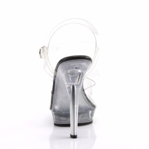 Product image of Fabulicious Lip-108 Clear-Black/Clear, 5 inch (12.7 cm) Heel, 3/4 inch (1.9 cm) Platform Sandal Shoes