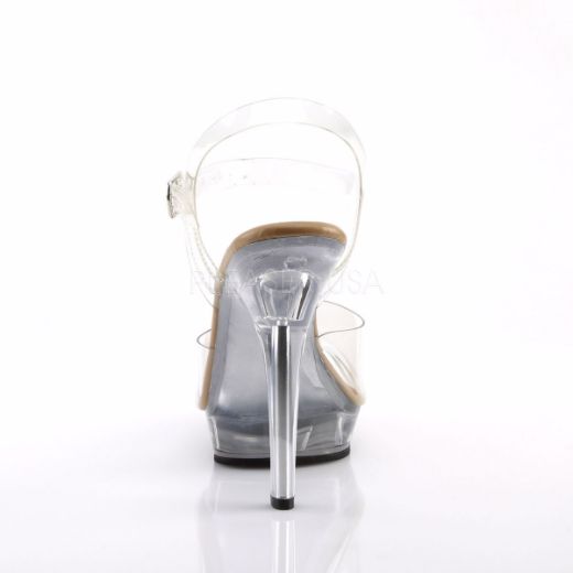 Product image of Fabulicious Lip-108 Clear-Tan/Clear, 5 inch (12.7 cm) Heel, 3/4 inch (1.9 cm) Platform Sandal Shoes