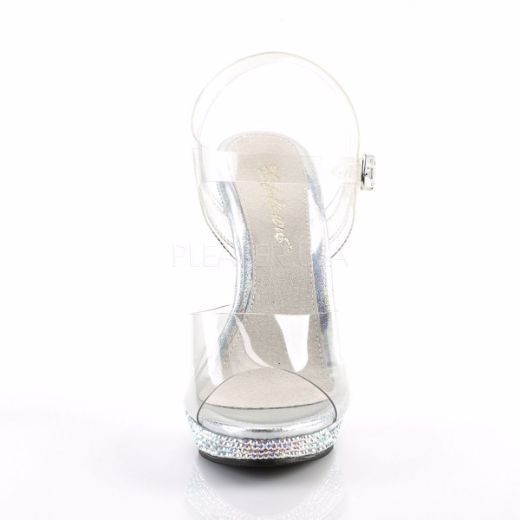 Product image of Fabulicious Lip-108Dm Clear/Silver Multi Rhinestone, 5 inch (12.7 cm) Heel, 3/4 inch (1.9 cm) Platform Sandal Shoes