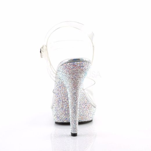 Product image of Fabulicious Lip-108Dm Clear/Silver Multi Rhinestone, 5 inch (12.7 cm) Heel, 3/4 inch (1.9 cm) Platform Sandal Shoes