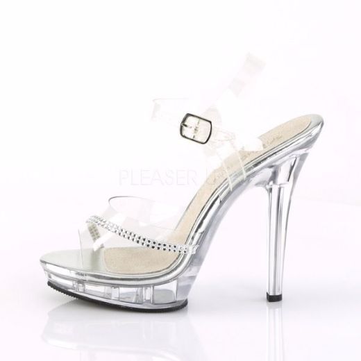 Product image of Fabulicious Lip-108R Clear/Clear, 5 inch (12.7 cm) Heel, 3/4 inch (1.9 cm) Platform Sandal Shoes