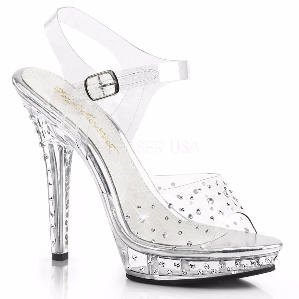 Product image of Fabulicious Lip-108Rs Clear/Clear, 5 inch (12.7 cm) Heel, 3/4 inch (1.9 cm) Platform Sandal Shoes