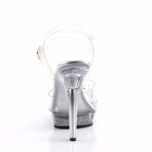 Product image of Fabulicious Lip-108Sd Clear/Clear, 5 inch (12.7 cm) Heel, 3/4 inch (1.9 cm) Platform Sandal Shoes