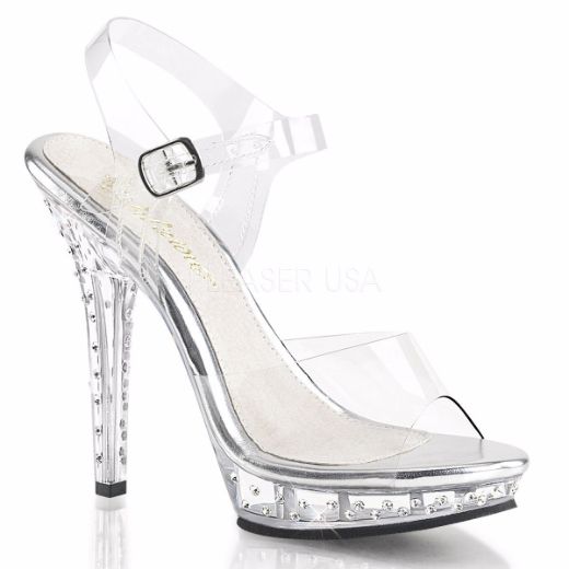 Product image of Fabulicious Lip-108Sdt Clear/Clear, 5 inch (12.7 cm) Heel, 3/4 inch (1.9 cm) Platform Sandal Shoes