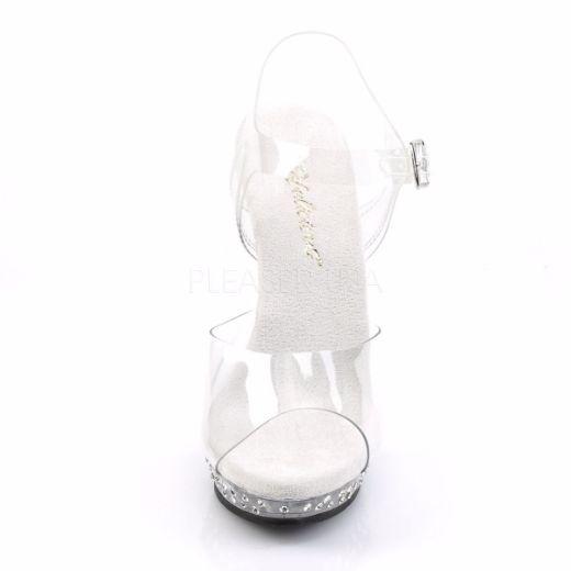 Product image of Fabulicious Lip-108Sdt Clear/Clear, 5 inch (12.7 cm) Heel, 3/4 inch (1.9 cm) Platform Sandal Shoes