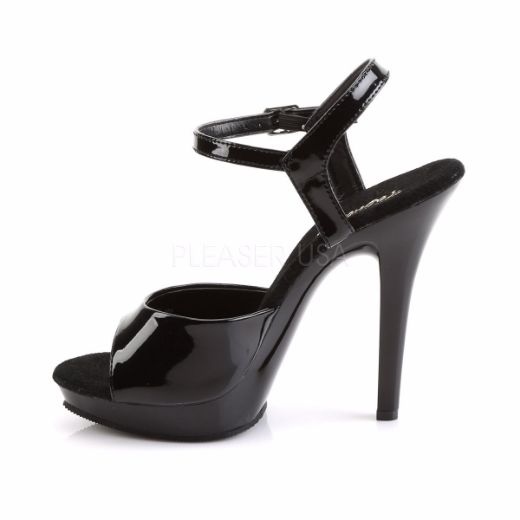 Product image of Fabulicious Lip-109 Black/Black, 5 inch (12.7 cm) Heel, 3/4 inch (1.9 cm) Platform Sandal Shoes