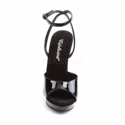 Product image of Fabulicious Lip-125 Black Patent/Black, 5 inch (12.7 cm) Heel, 3/4 inch (1.9 cm) Platform Sandal Shoes