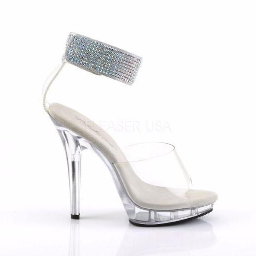 Product image of Fabulicious Lip-142 Clear/Clear, 5 inch (12.7 cm) Heel, 3/4 inch (1.9 cm) Platform Sandal Shoes