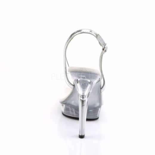 Product image of Fabulicious Lip-150 Clear-Silver/Clear, 5 inch (12.7 cm) Heel, 3/4 inch (1.9 cm) Platform Sandal Shoes