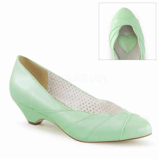 Product image of Pin Up Couture Lulu-05 Mint Faux Leather, 1 1/2 inch (3.8 cm) Kitten Wedge Court Pump Shoes