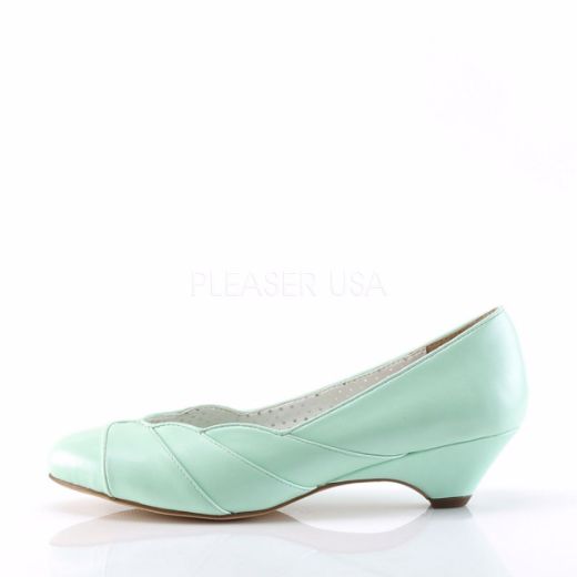 Product image of Pin Up Couture Lulu-05 Mint Faux Leather, 1 1/2 inch (3.8 cm) Kitten Wedge Court Pump Shoes