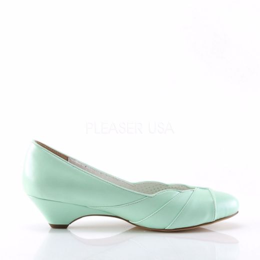 Product image of Pin Up Couture Lulu-05 Mint Faux Leather, 1 1/2 inch (3.8 cm) Kitten Wedge Court Pump Shoes