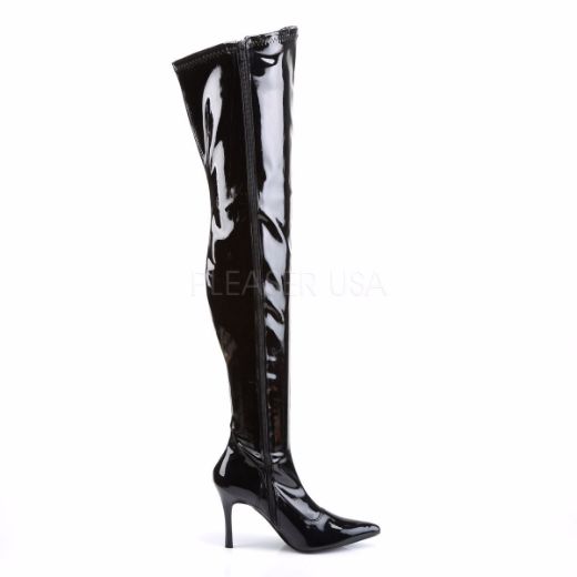 Product image of Funtasma Lust-3000 Black Stretch Patent, 3 3/4 inch (9.5 cm) Heel Knee High Boot