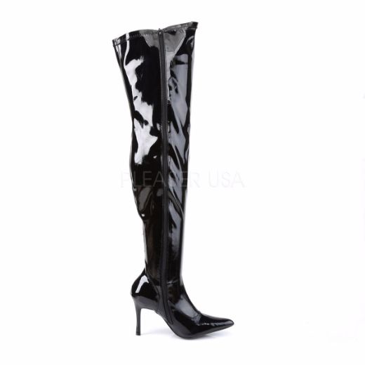 Product image of Funtasma Lust-3000X Black Stretch Patent, 3 3/4 inch (9.5 cm) Heel Knee High Boot