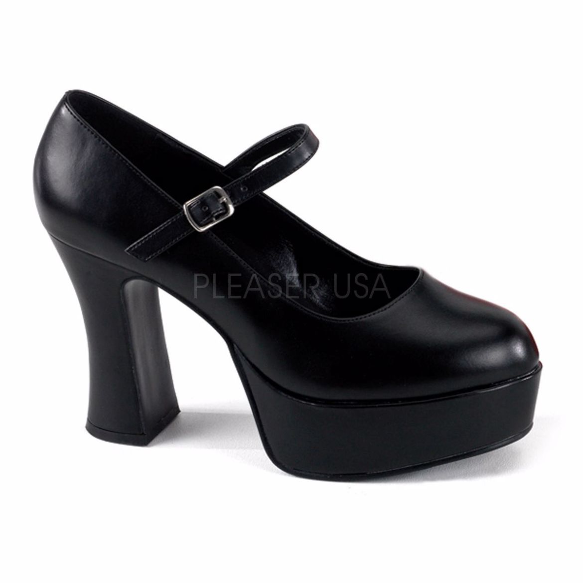 Product image of Funtasma Maryjane-50 Black Pu, 4 inch (10.2 cm) Heel, 1 1/2 inch (3.8 cm) Platform Court Pump Shoes