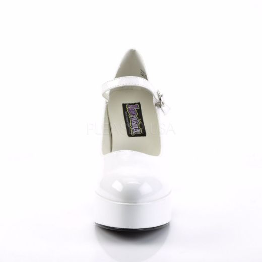 Product image of Funtasma Maryjane-50 White Patent, 4 inch (10.2 cm) Heel, 1 1/2 inch (3.8 cm) Platform Court Pump Shoes