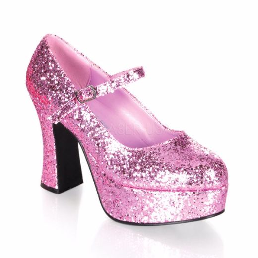 Product image of Funtasma Maryjane-50G Baby Pink Glitter, 4 inch (10.2 cm) Heel, 1 1/2 inch (3.8 cm) Platform Court Pump Shoes